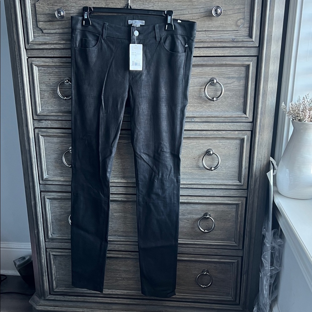 NWT Vince Black Leather Skinny Jeans Size 8